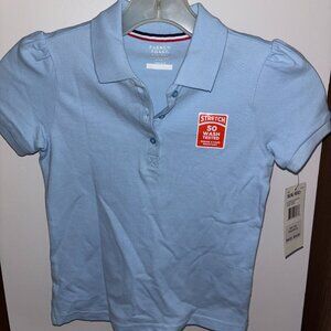 French Toast Girls Polo Shirt Size 6/6X Light Blue Stretch Uniform Top NWT